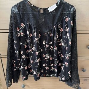 Sugarfox Floral Black Lace Top